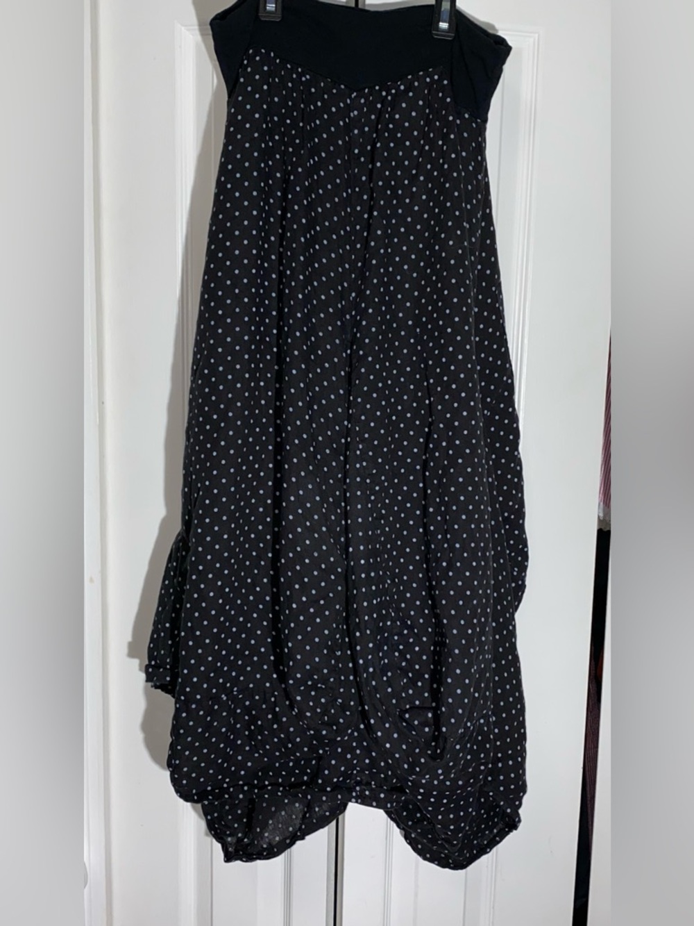 Tempo Paris 100% Linen Polka Dot Bubble Skirt Midi Tulip Pockets Italy M  AA20